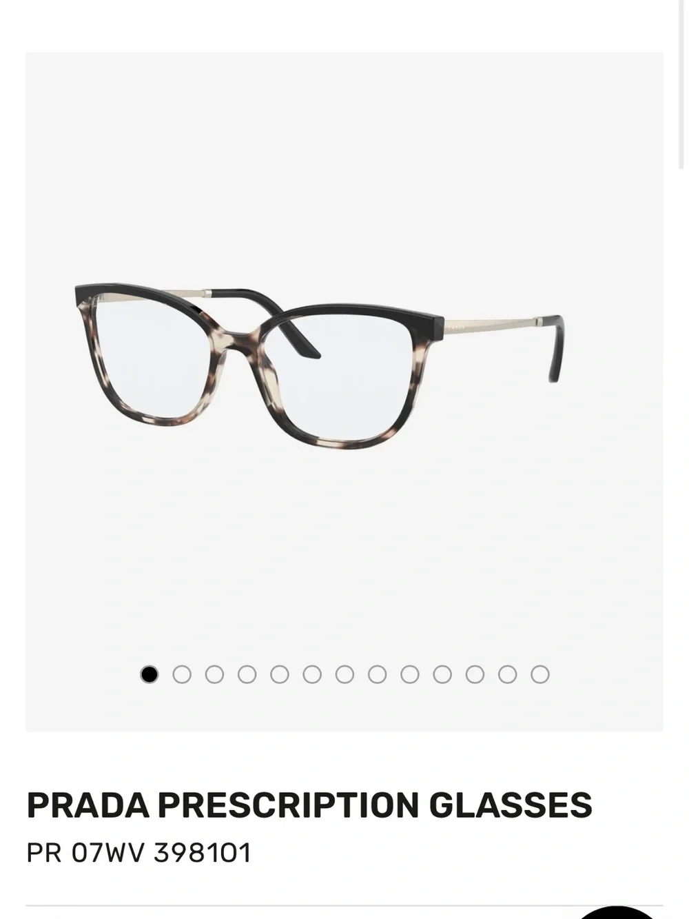 Prada VPR 07w tortoise talc/black eyeglasses frame